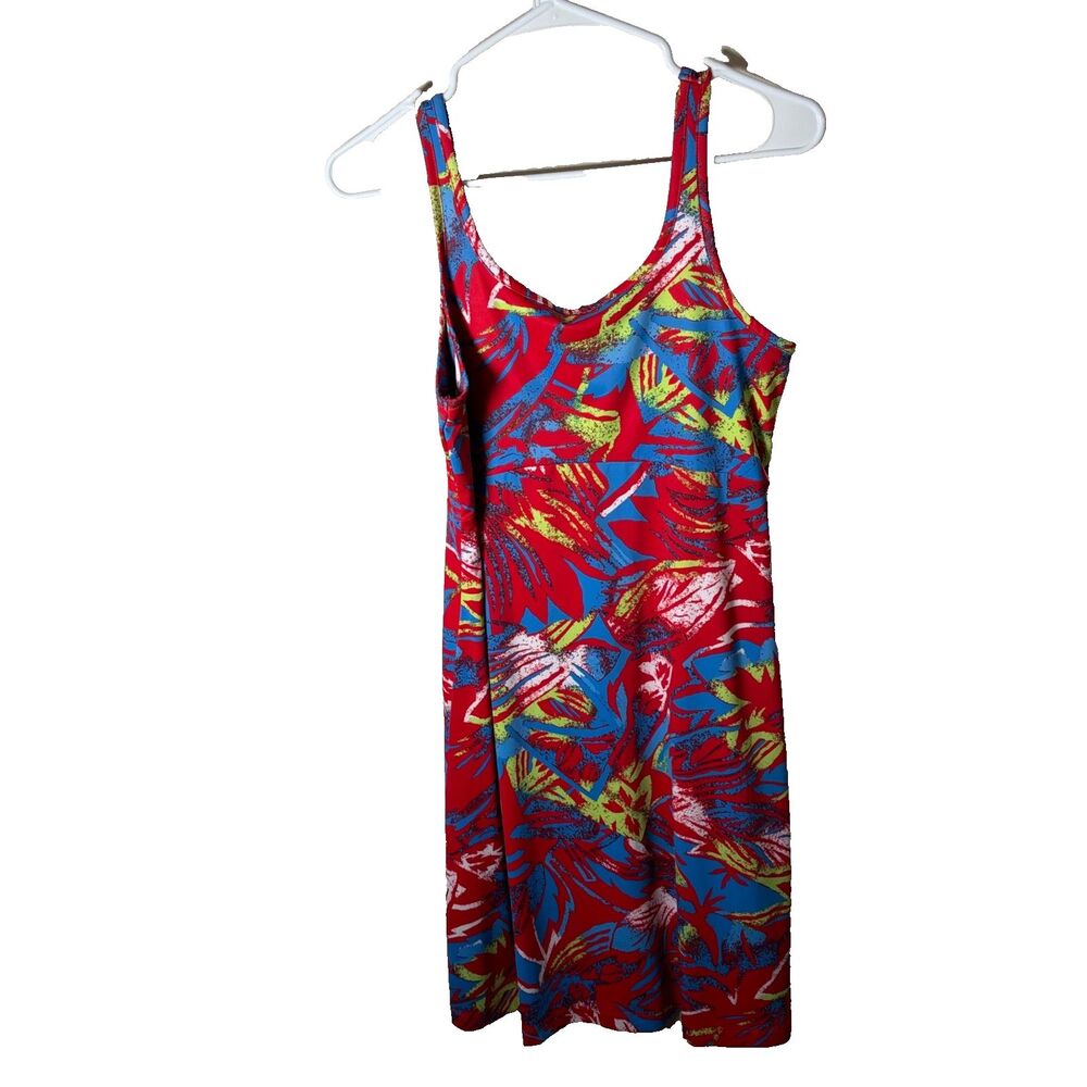Columbia Dress Women's Medium Red Sleeveless Shift Floral Colorful Active